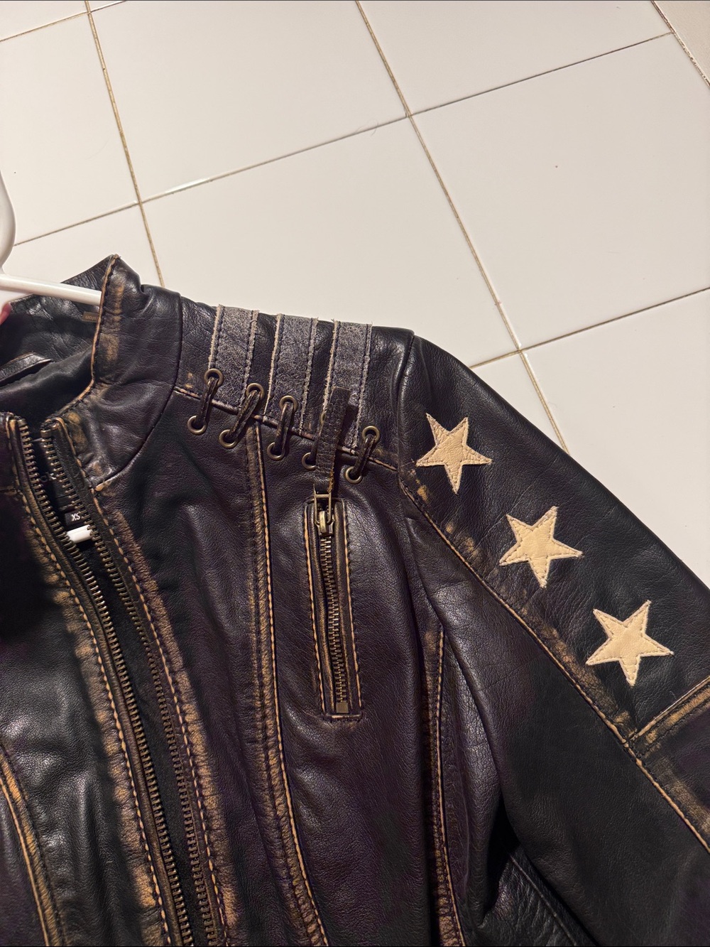 Black Rivet Black Leather Star-Accent Jacket - Picture 4 of 6